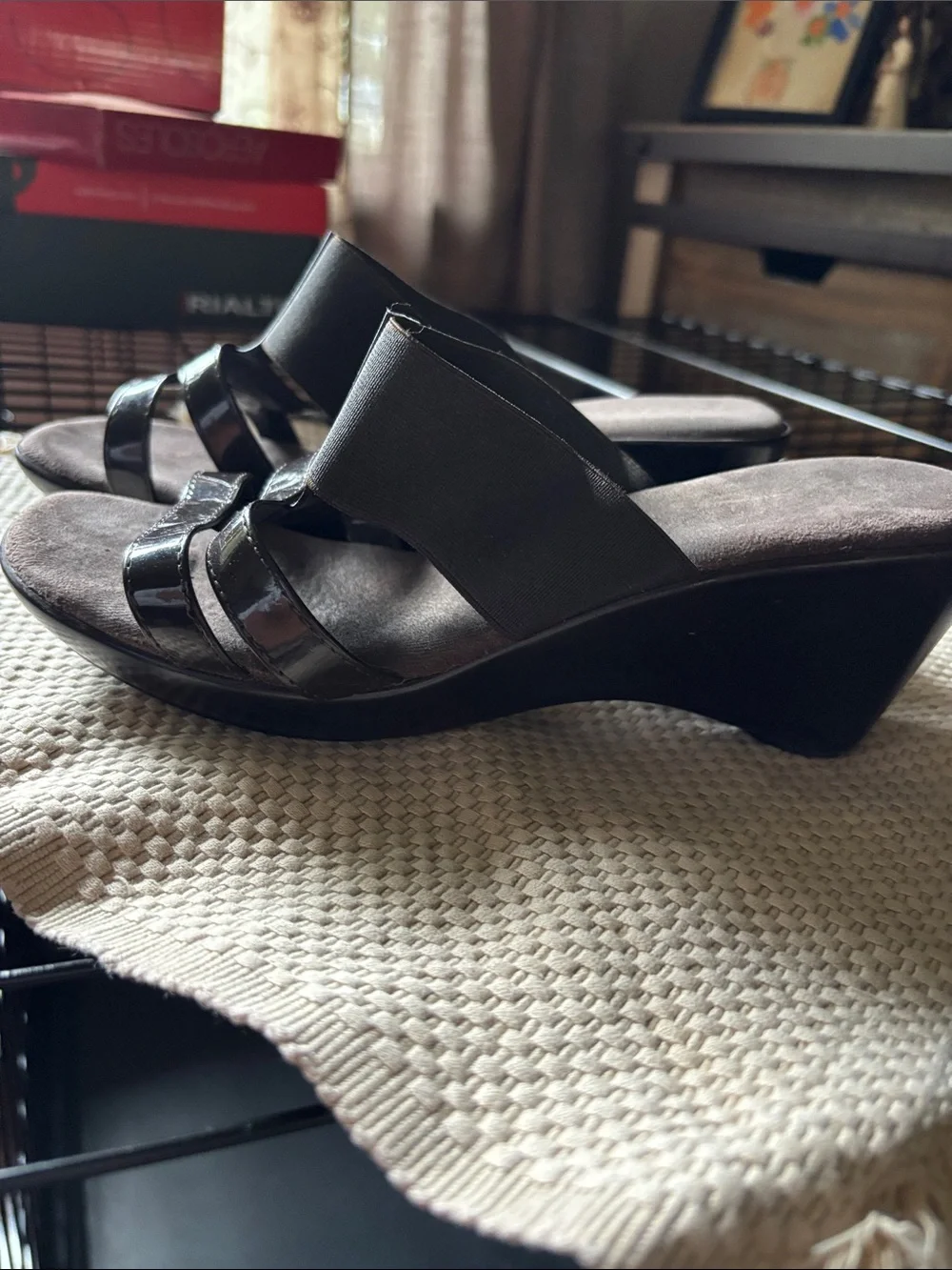 Rialto Women's Brown Patent and Matte Slide Mules